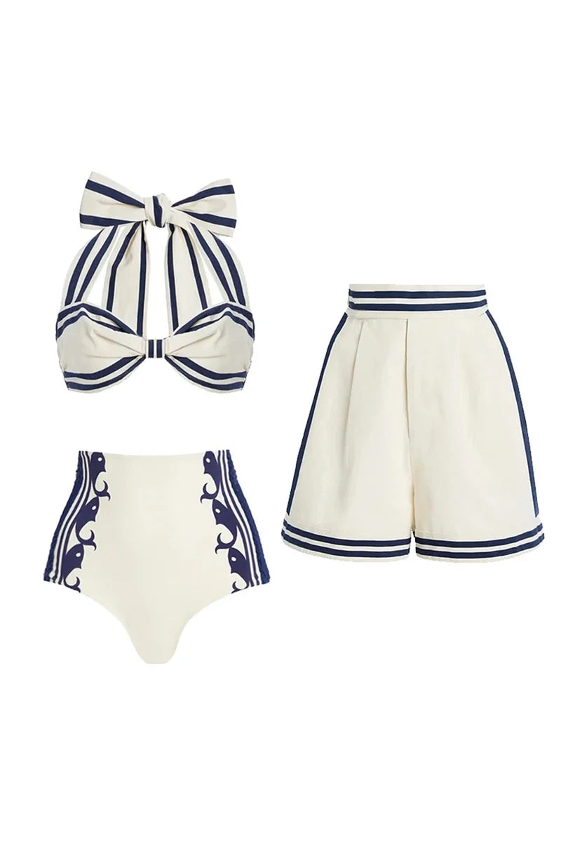 Navy Style Halter Bikini Set