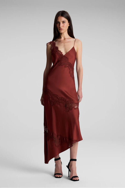 Stella Satin and Lace Midi Dress