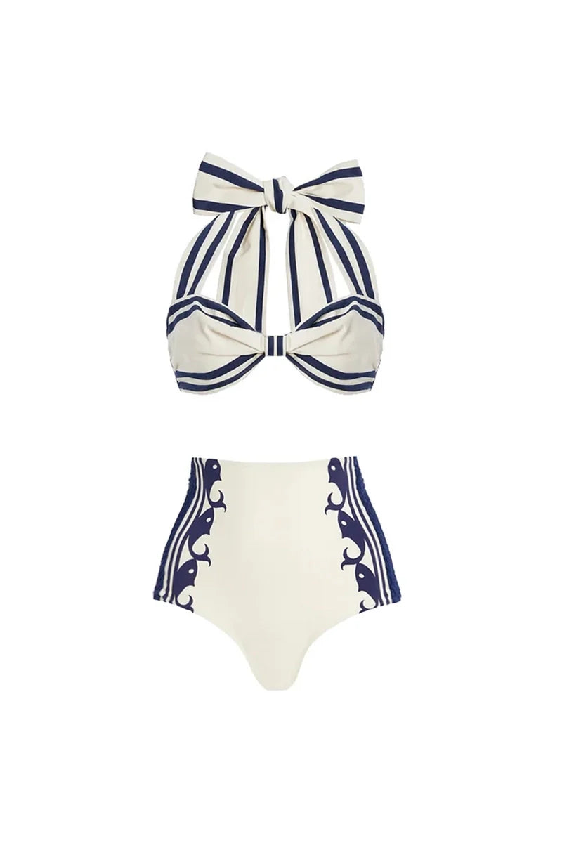 Navy Style Halter Bikini Set