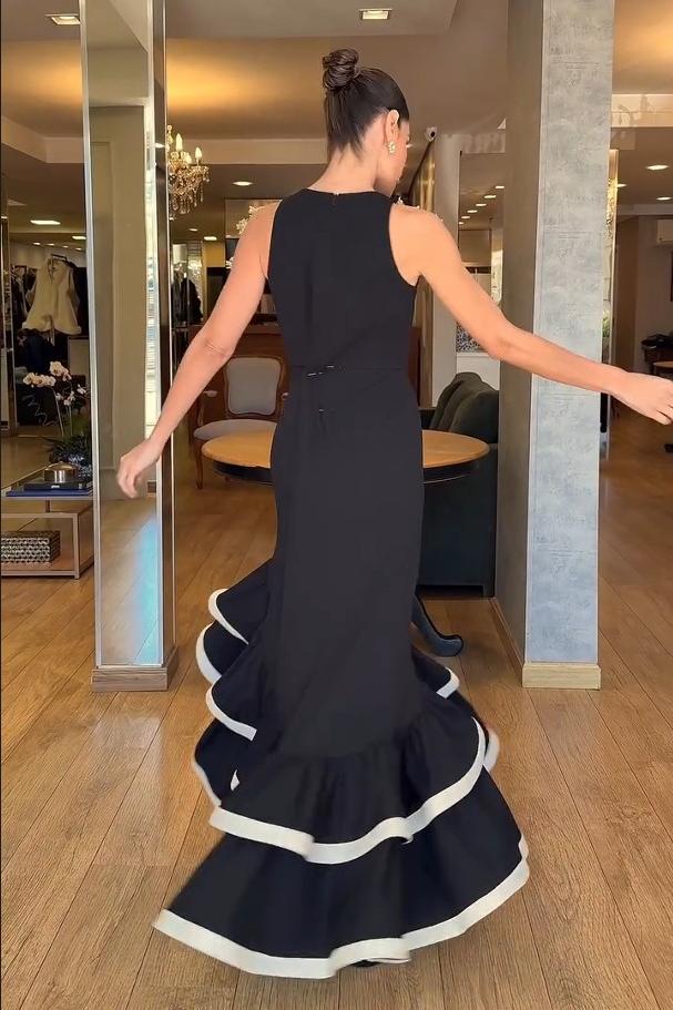 Monaco Ruffle Cascade High-Low Gown
