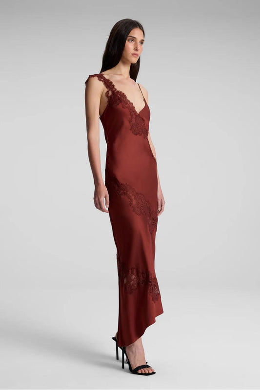 Stella Satin and Lace Midi Dress