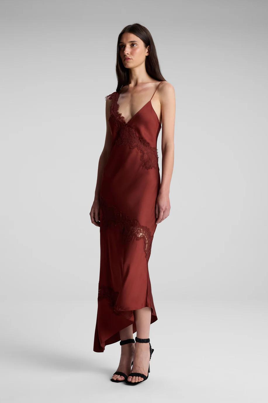 Stella Satin and Lace Midi Dress