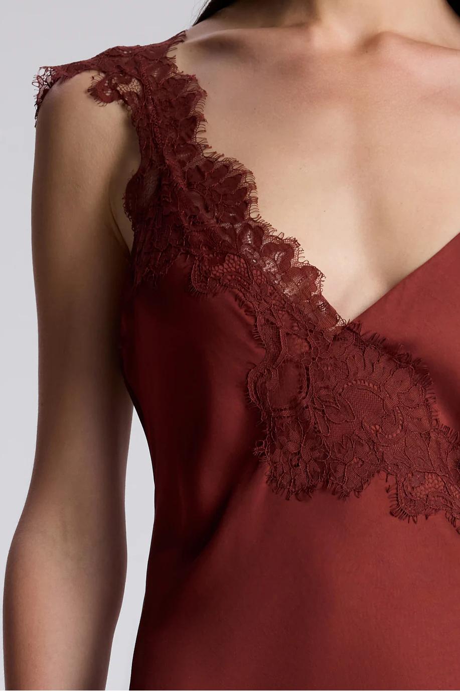 Stella Satin and Lace Midi Dress