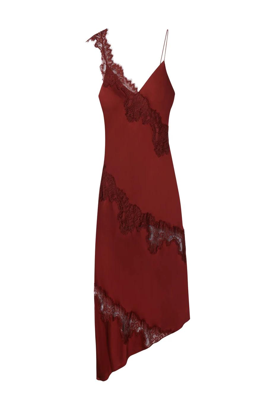 Stella Satin and Lace Midi Dress